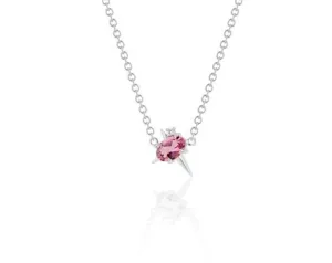 White Gold Pink Tourmaline And Diamond Necklace - Spike