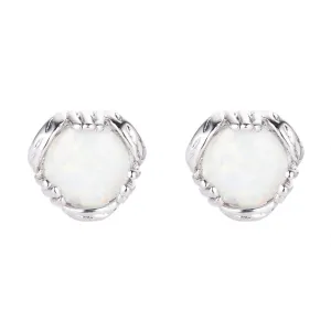 White Opal Prong-Set Stud Earrings