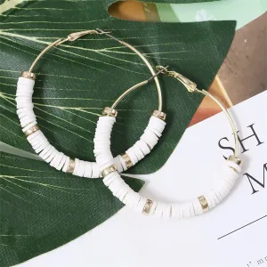 White Polymer Clay & 18K Gold-Plated Hoop Earrings