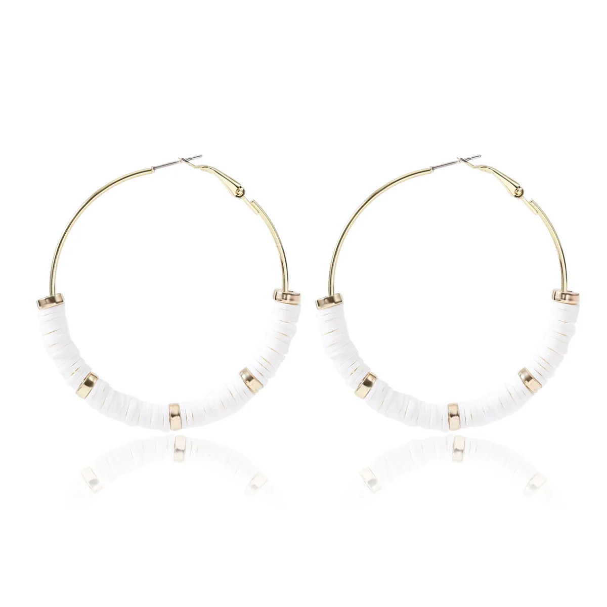White Polymer Clay & 18K Gold-Plated Hoop Earrings