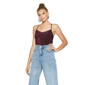 Wild Fable Women's Metallic Sparkle Bustier Bodysuit