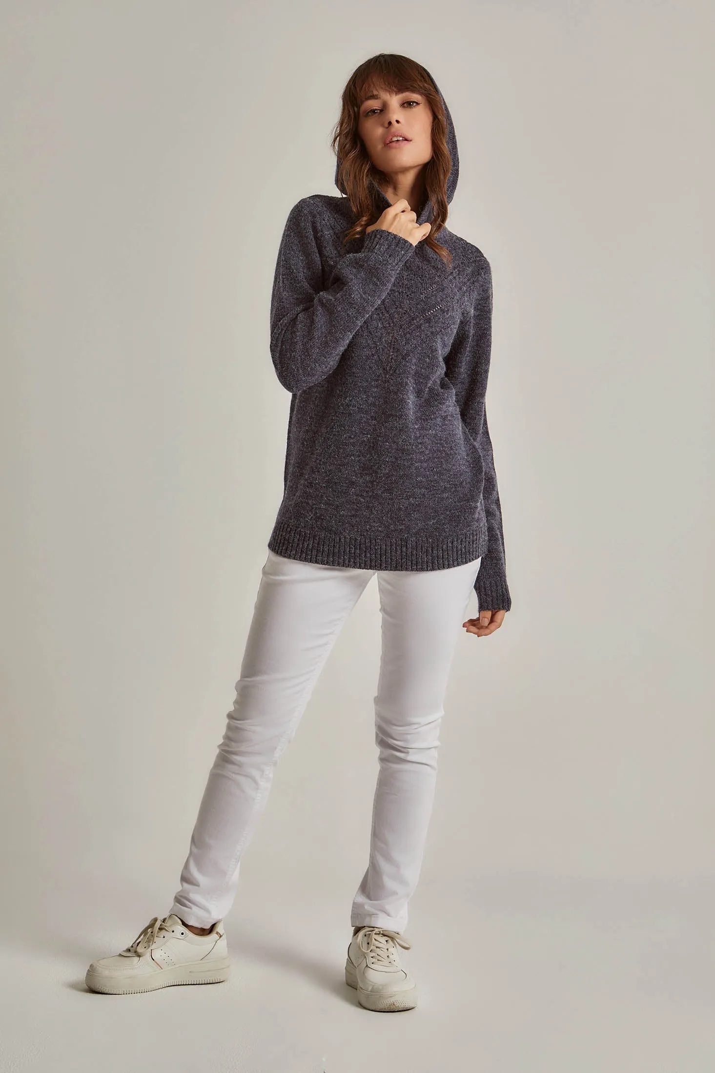 Women Pullover Long Sleeve Pullover With Hood Blue
