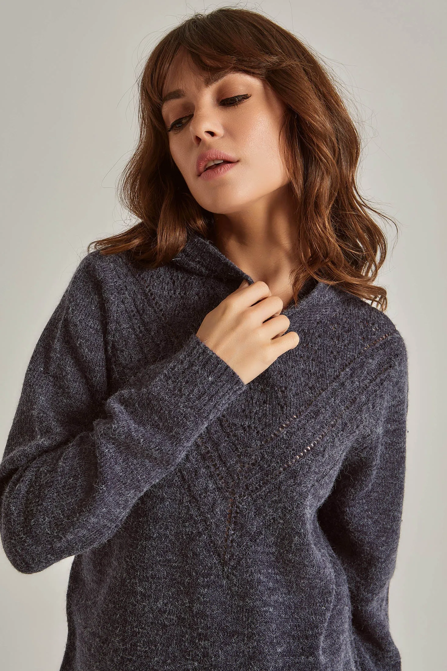 Women Pullover Long Sleeve Pullover With Hood Blue