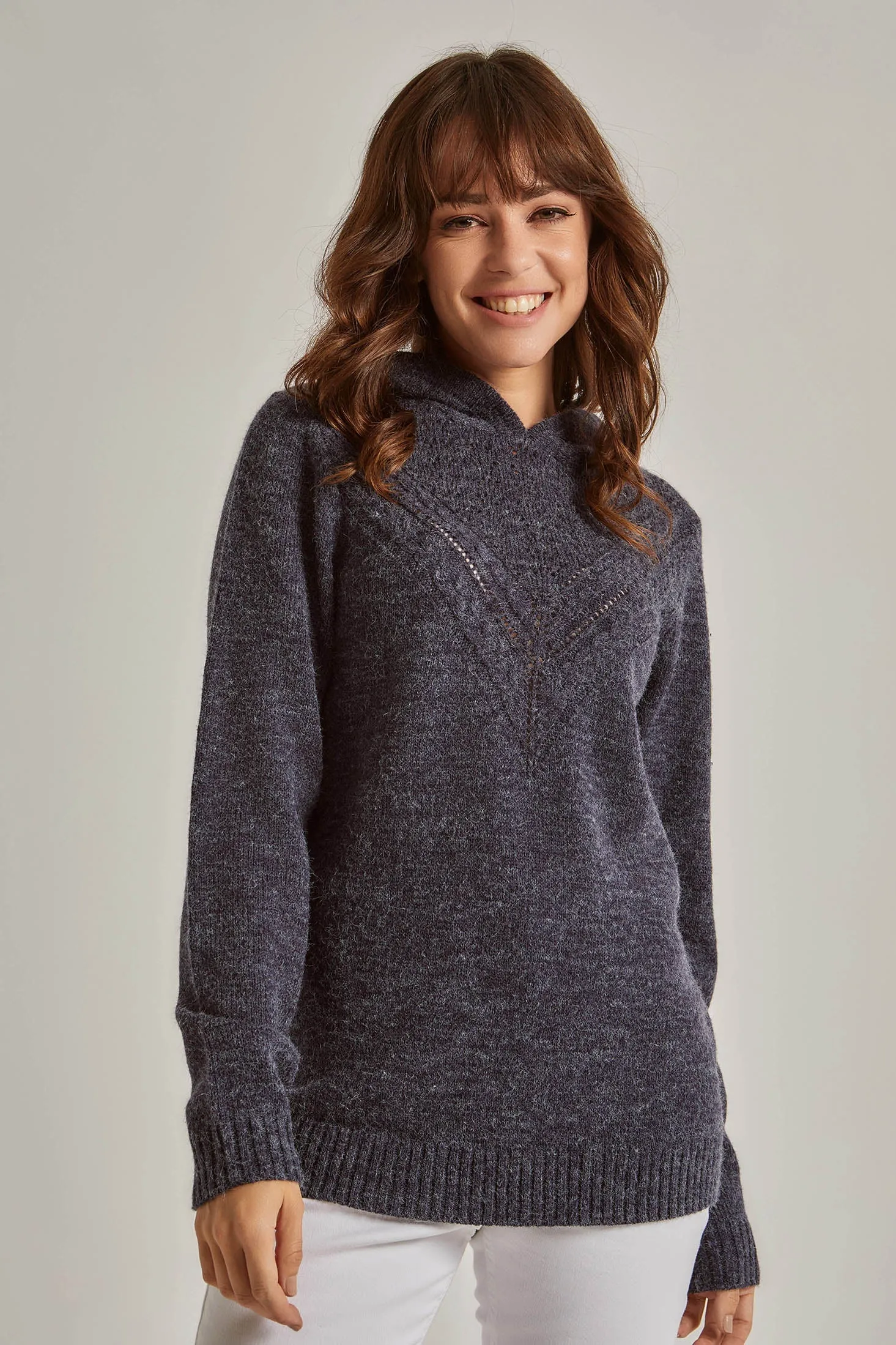 Women Pullover Long Sleeve Pullover With Hood Blue