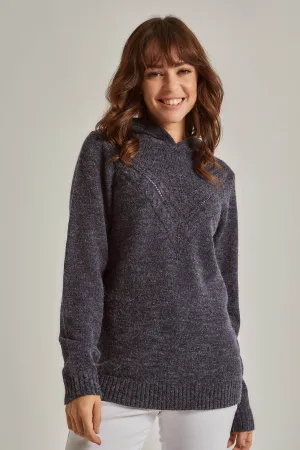 Women Pullover Long Sleeve Pullover With Hood Blue