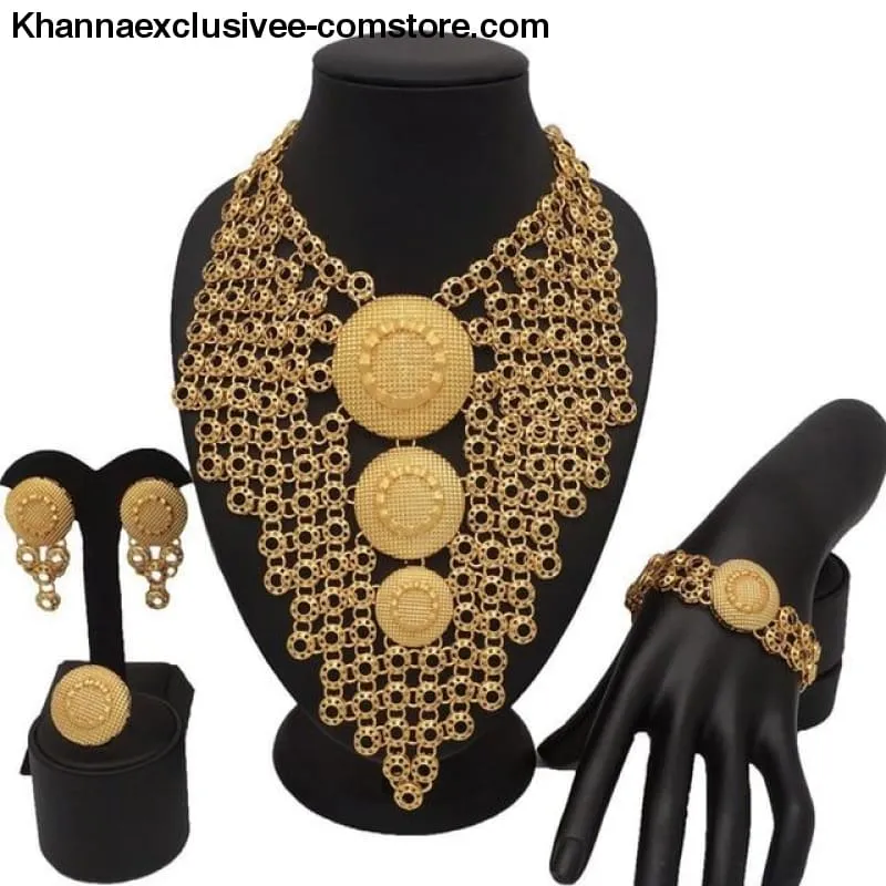 Women's 18K gold Plated jewelry sets bridal set African big jewelry gold plated jewelry set