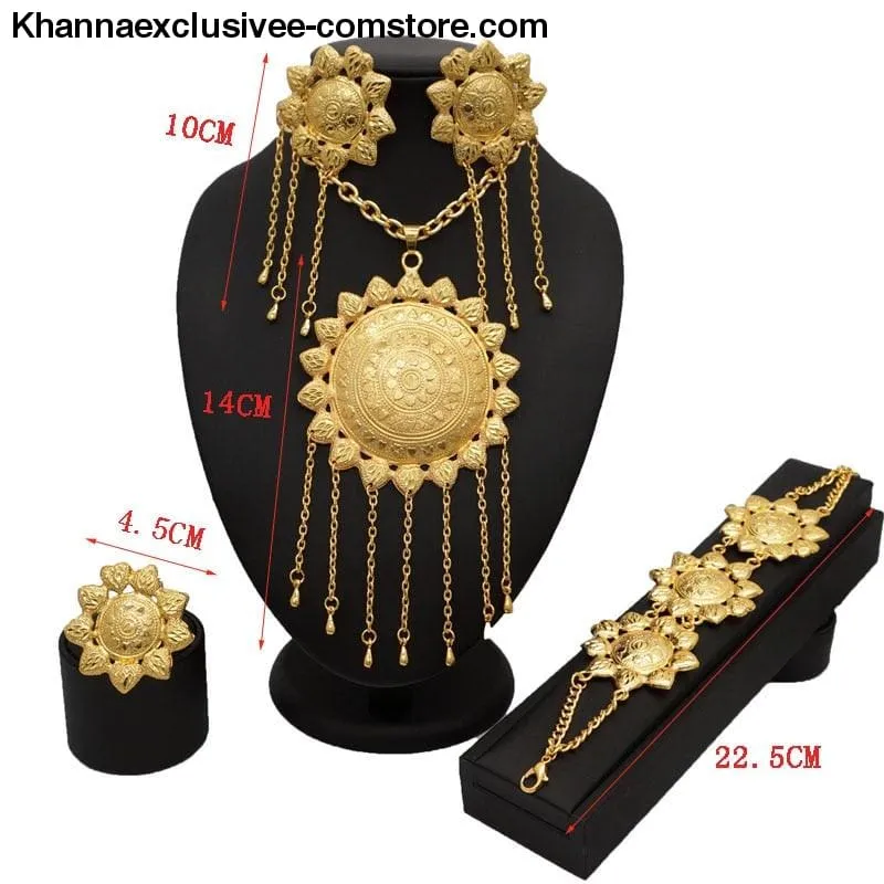 Women's 18K gold Plated jewelry sets bridal set African big jewelry gold plated jewelry set