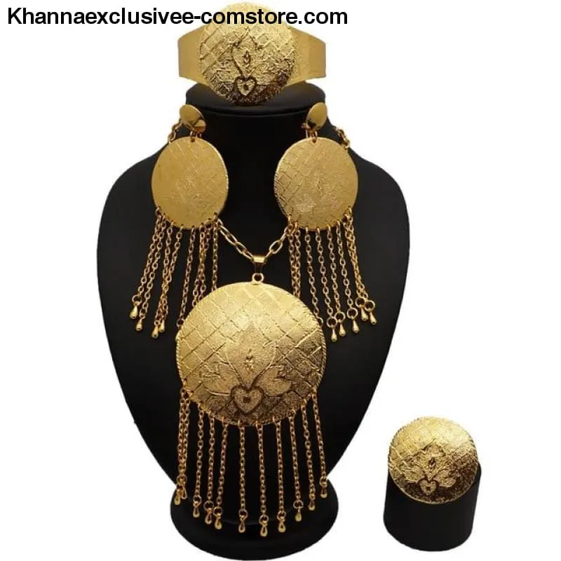 Women's 18K gold Plated jewelry sets bridal set African big jewelry gold plated jewelry set