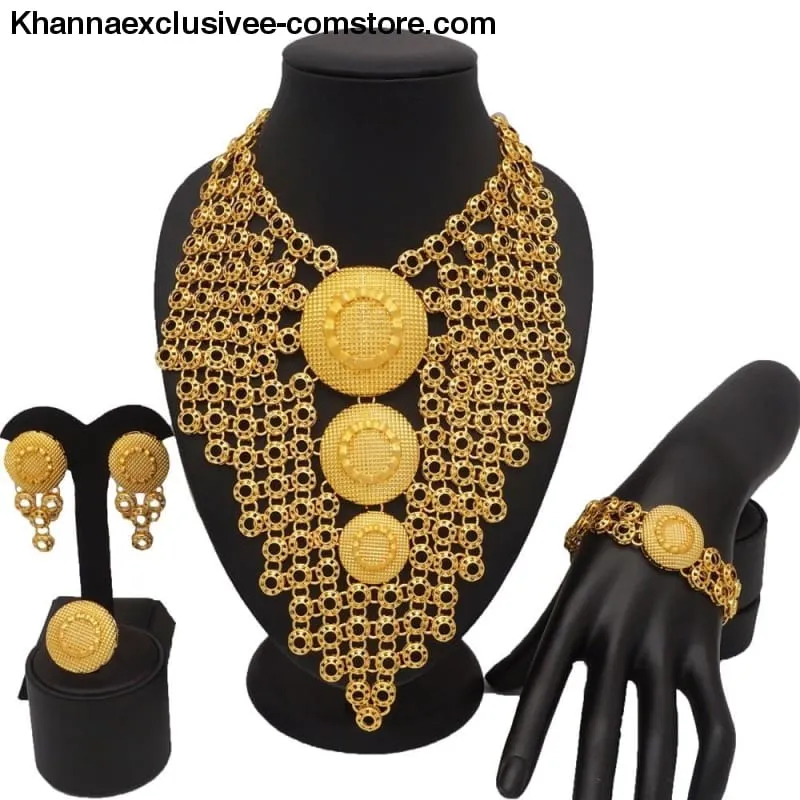 Women's 18K gold Plated jewelry sets bridal set African big jewelry gold plated jewelry set