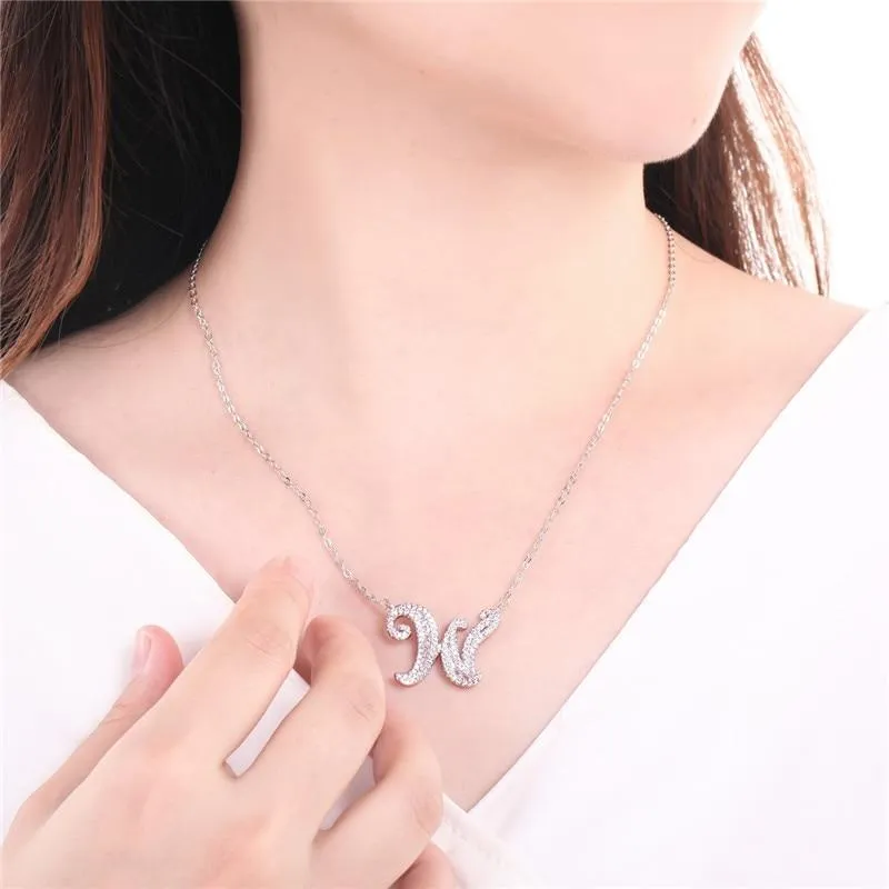 Women's 925 Sparkling Pave Letter Pendant Necklace