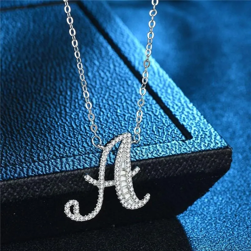 Women's 925 Sparkling Pave Letter Pendant Necklace