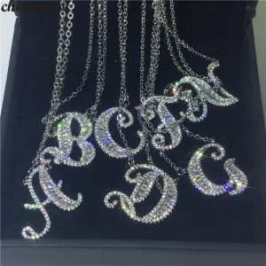 Women's 925 Sparkling Pave Letter Pendant Necklace