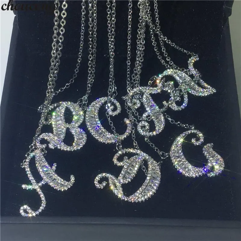 Women's 925 Sparkling Pave Letter Pendant Necklace