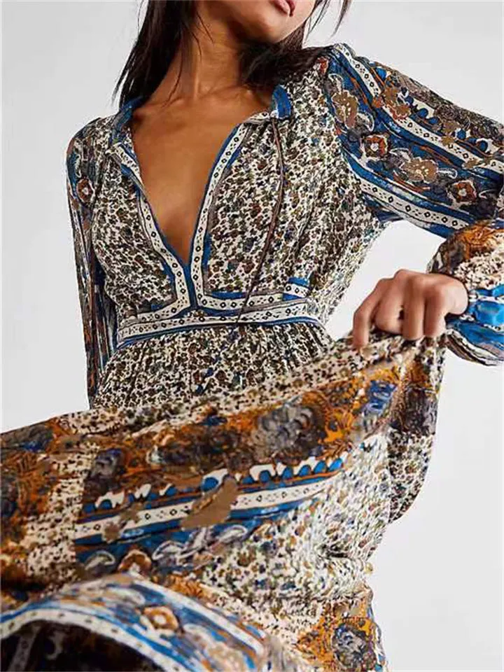 Women's Beach Holiday Boho Style Printed Dress