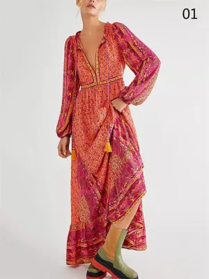 Women's Beach Holiday Boho Style Printed Dress
