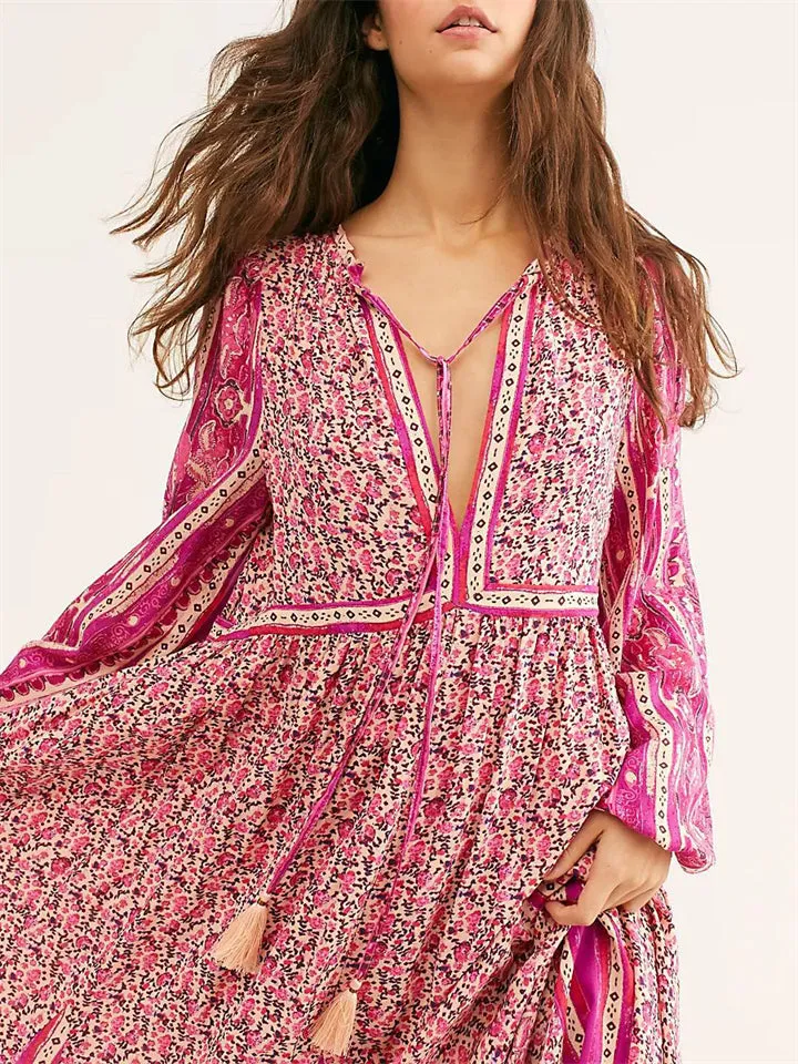 Women's Beach Holiday Boho Style Printed Dress