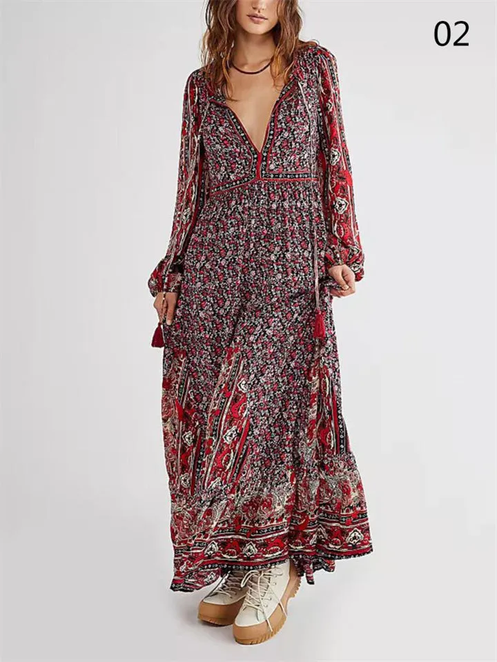 Women's Beach Holiday Boho Style Printed Dress