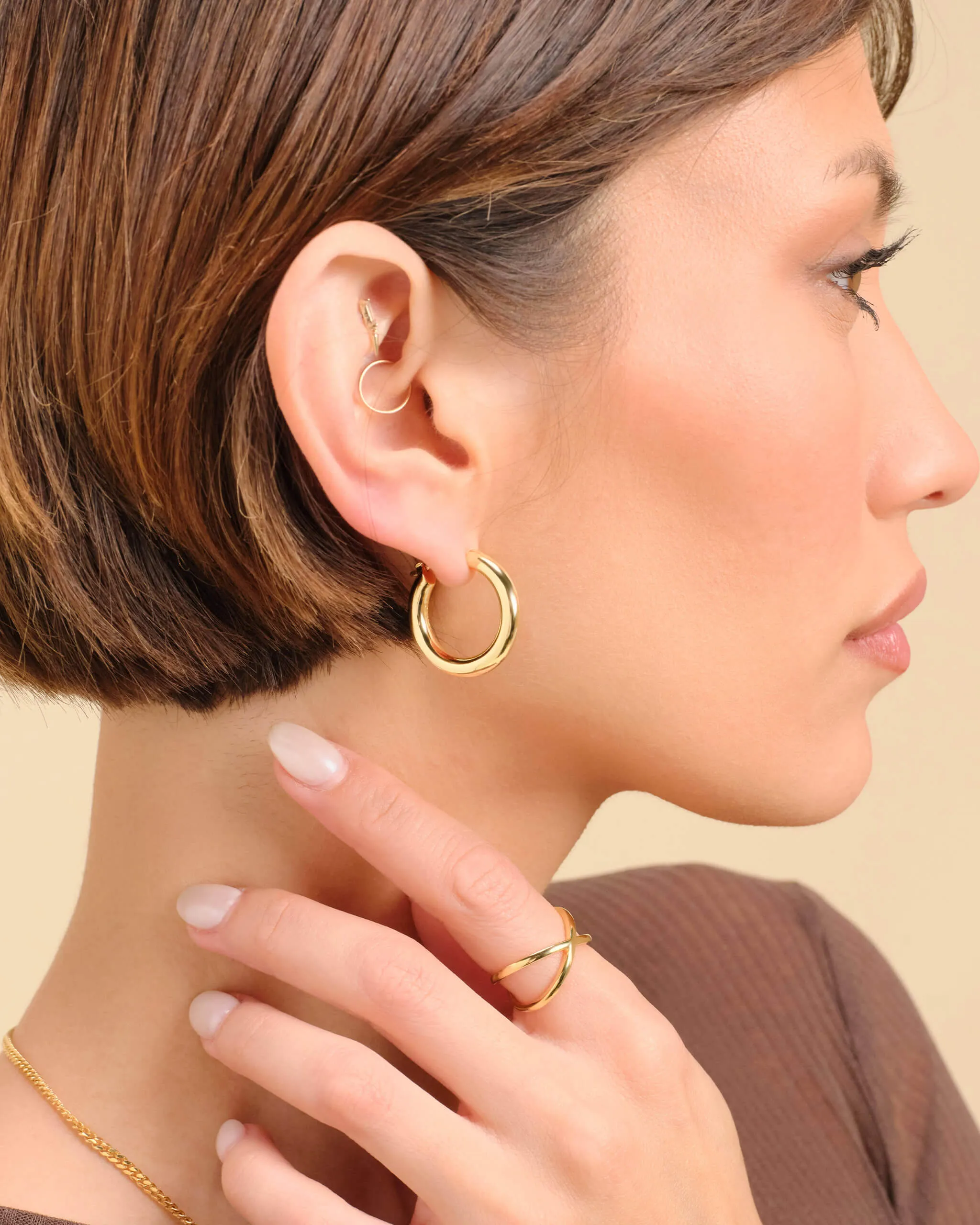 Women's Bold Medium Hoop Earrings - Gold