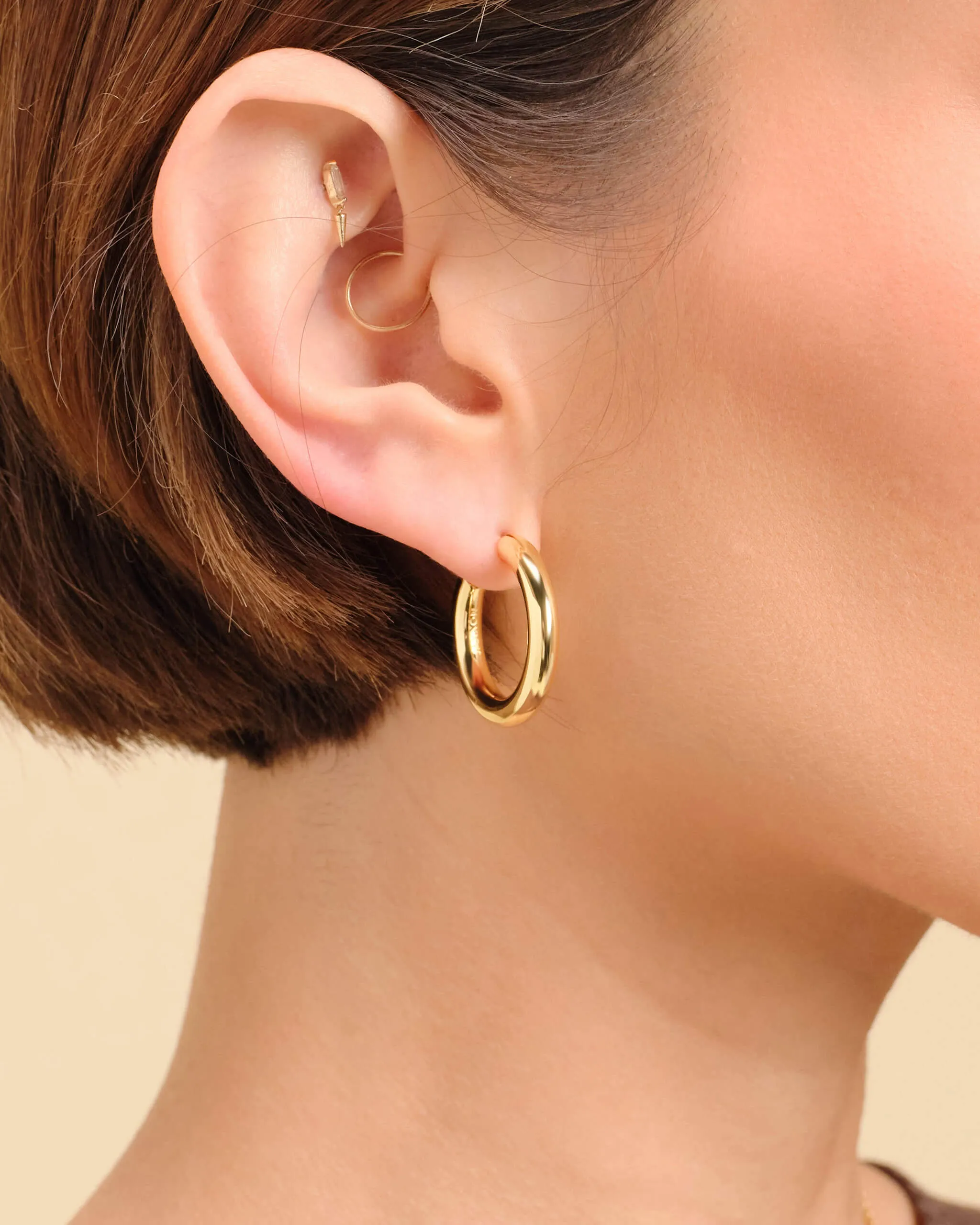 Women's Bold Medium Hoop Earrings - Gold