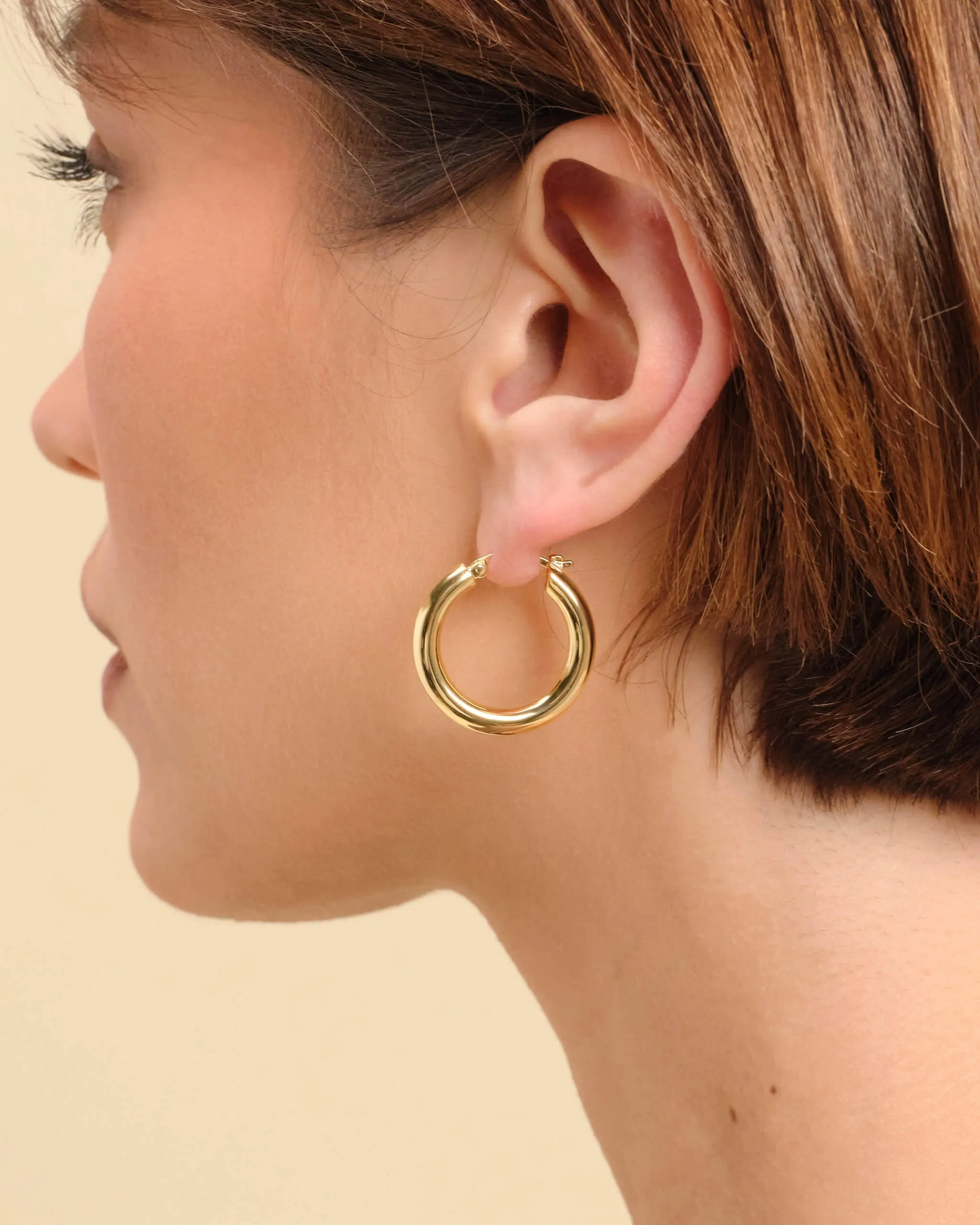 Women's Bold Medium Hoop Earrings - Gold