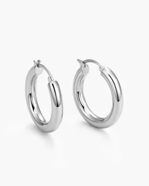 Women's Bold Medium Hoop Earrings - Silver