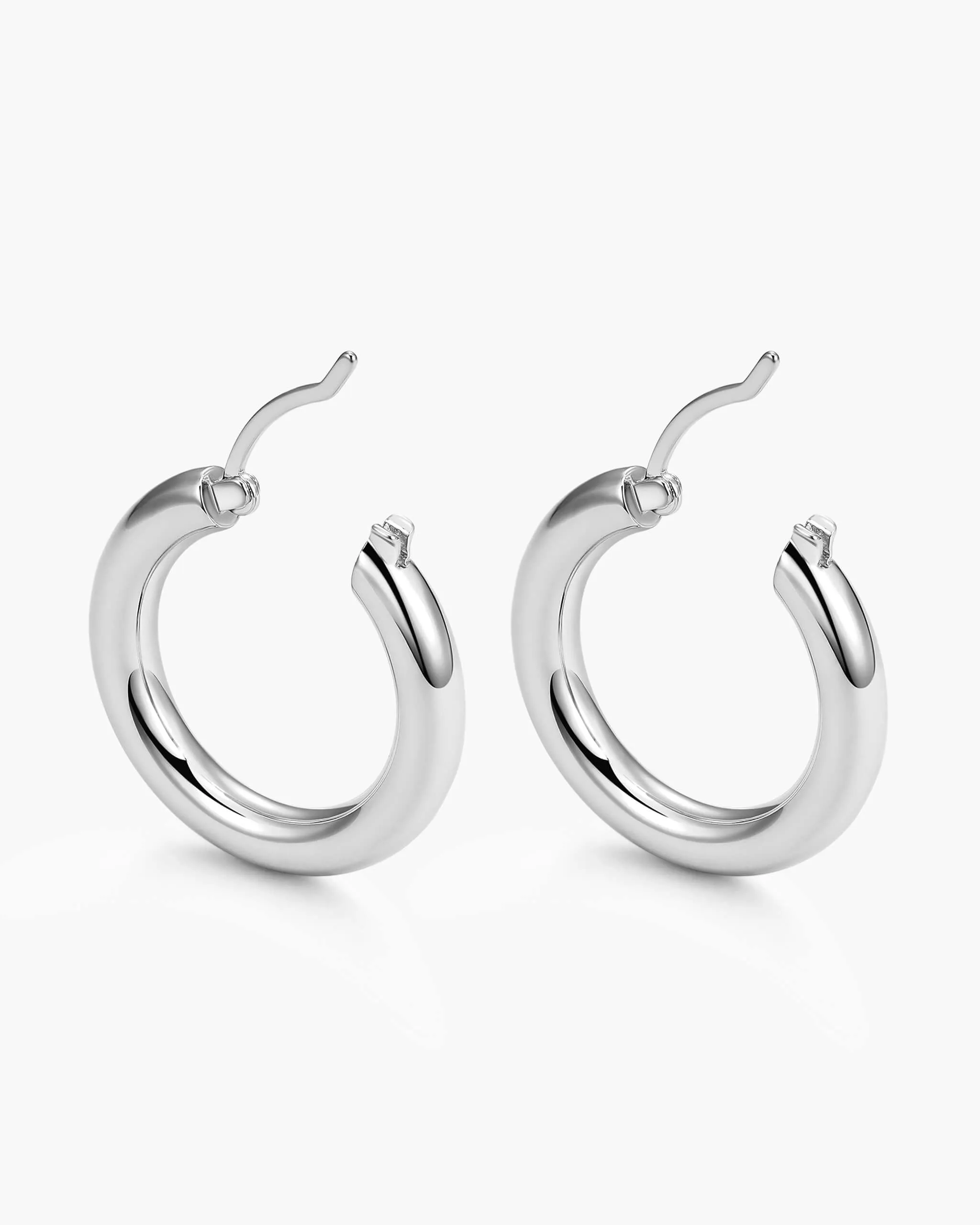 Women's Bold Medium Hoop Earrings - Silver
