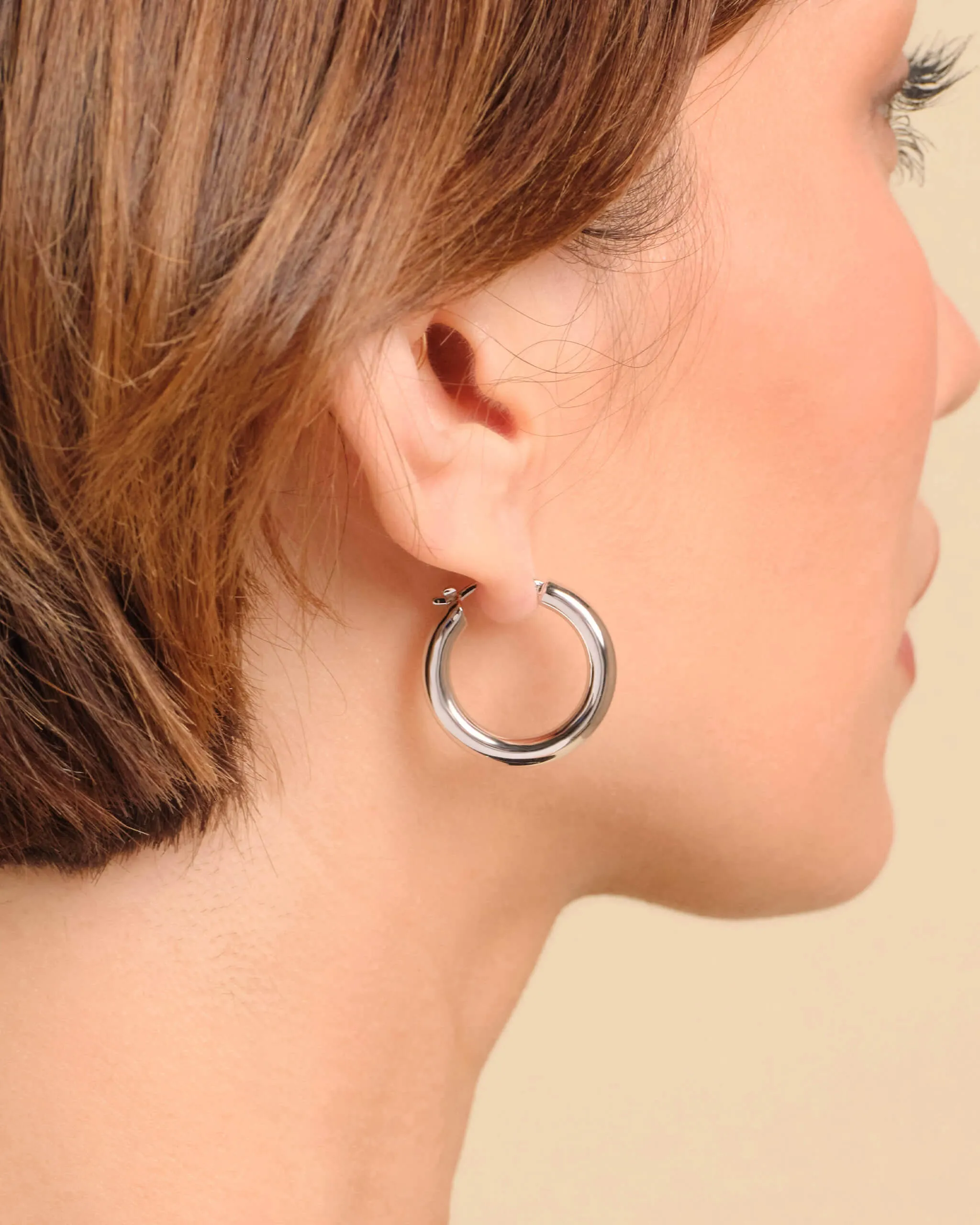 Women's Bold Medium Hoop Earrings - Silver
