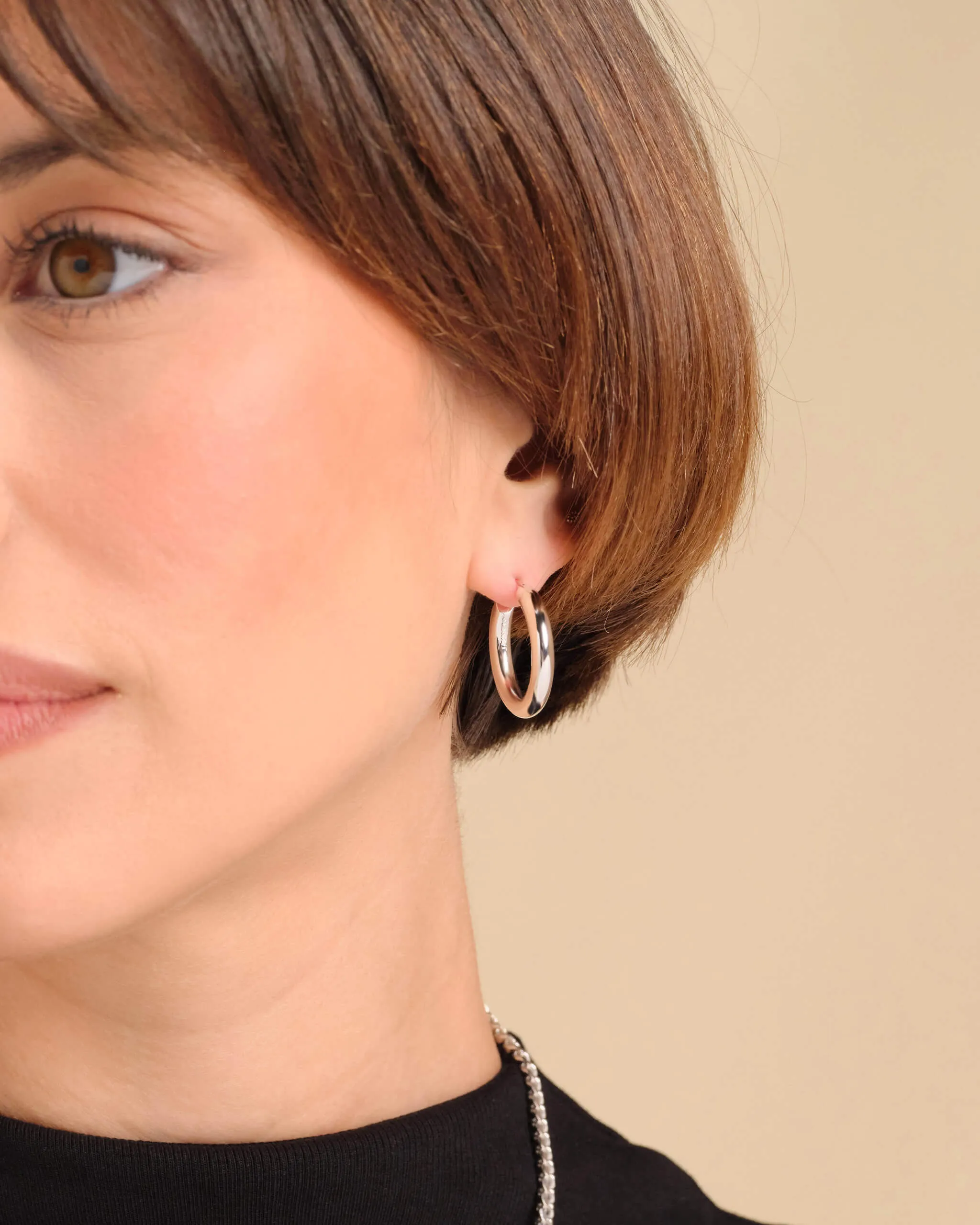 Women's Bold Medium Hoop Earrings - Silver