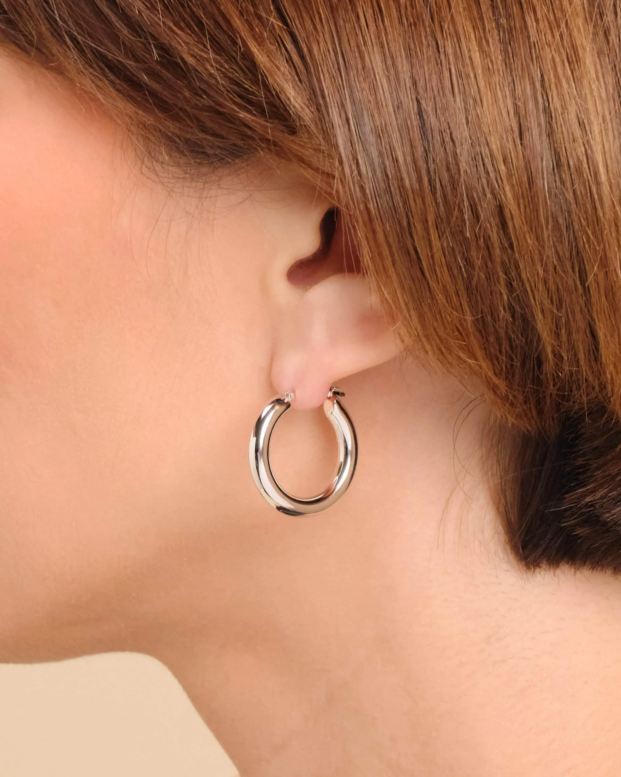 Women's Bold Medium Hoop Earrings - Silver