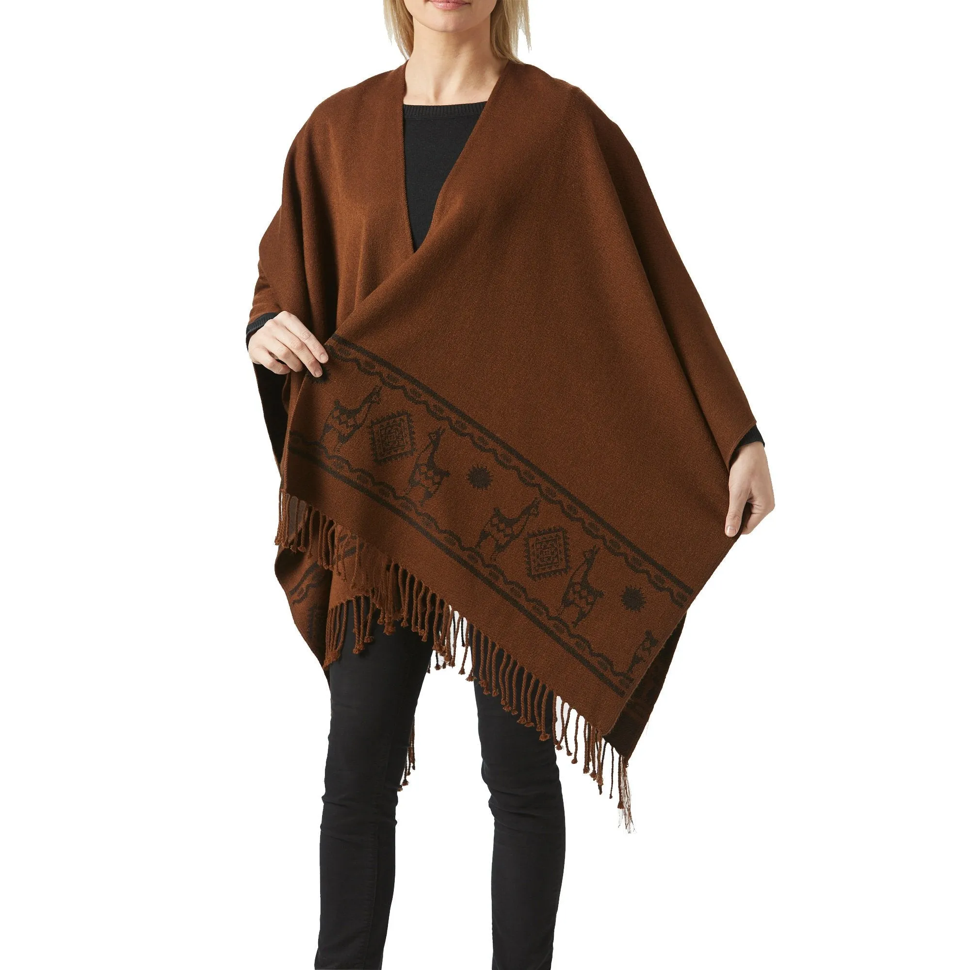 Women's Brown Shawl Ecuadorian Artisan-Made