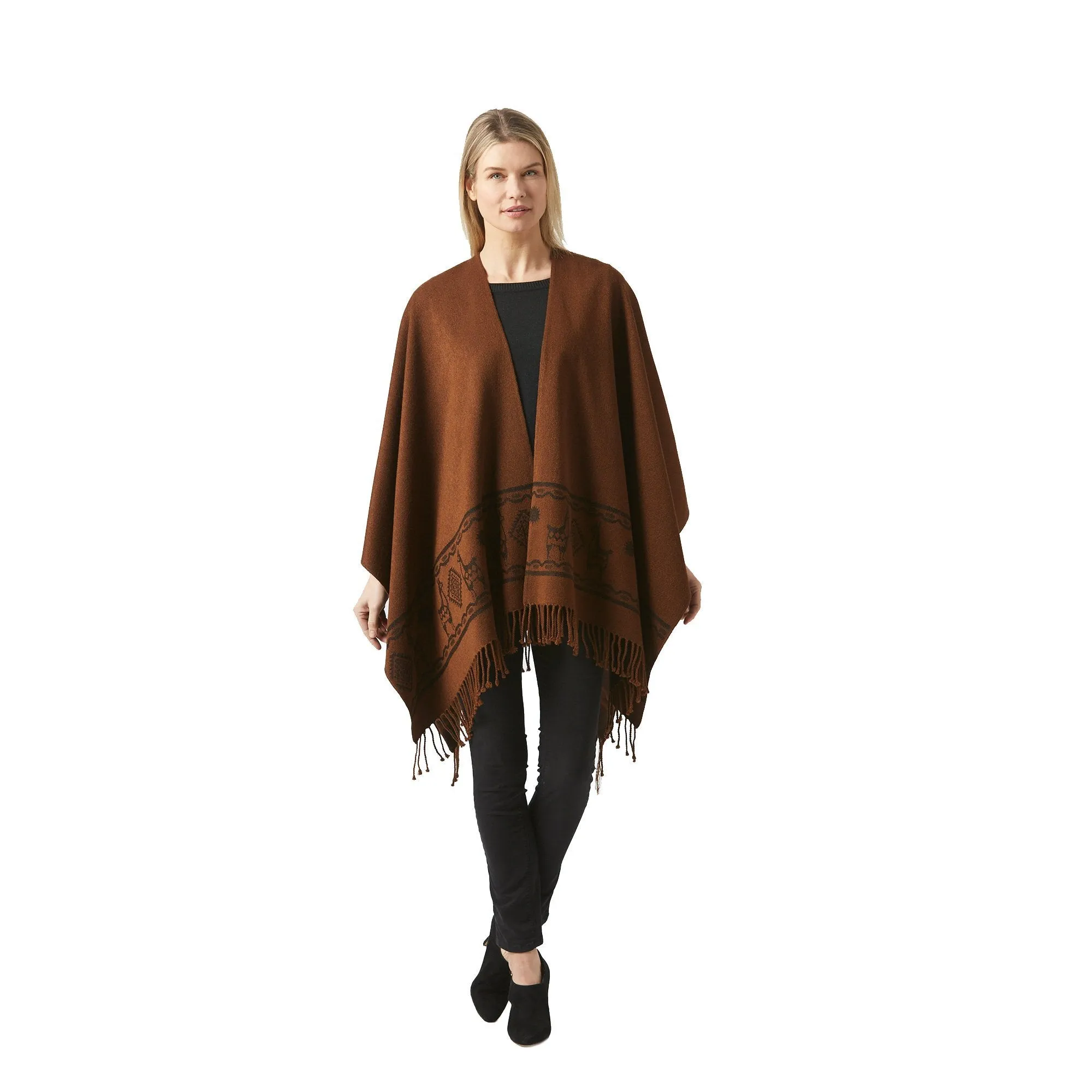 Women's Brown Shawl Ecuadorian Artisan-Made