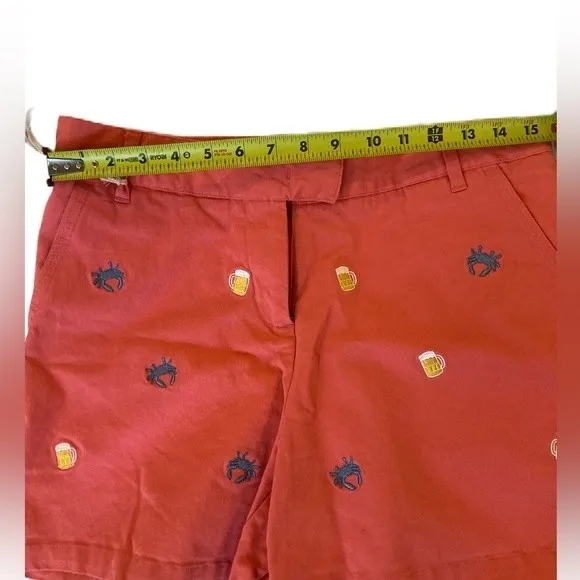 WOMEN'S CRAB &amp; BEER SAILING SHORT - m RED CHESAPEAKE BAY OUTFITTERS size 8.