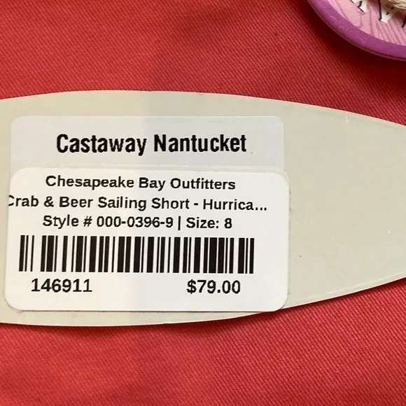 WOMEN'S CRAB &amp; BEER SAILING SHORT - m RED CHESAPEAKE BAY OUTFITTERS size 8.