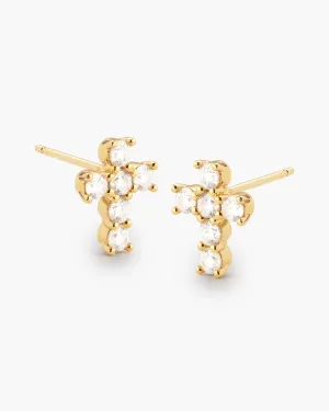 Women's Cross Stud Earrings - Gold