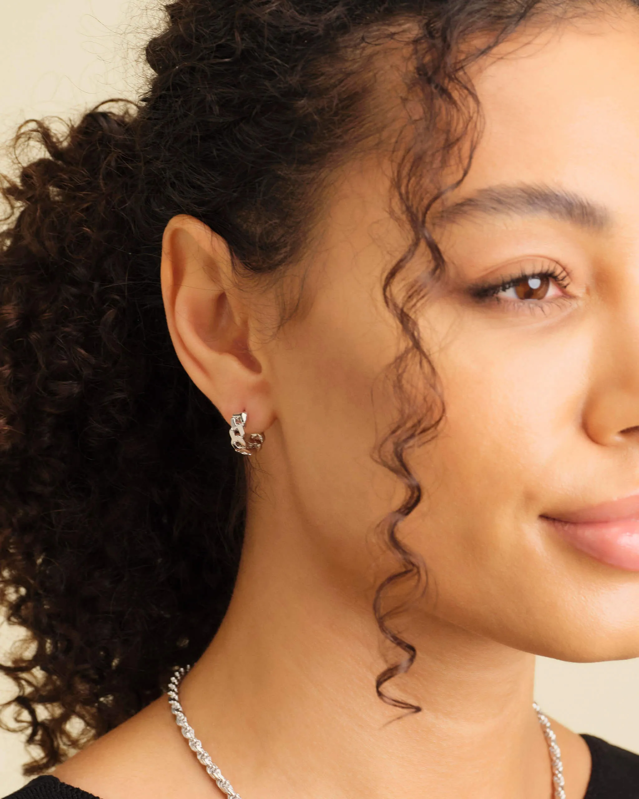 Women's Cuban Link Earrings - Silver