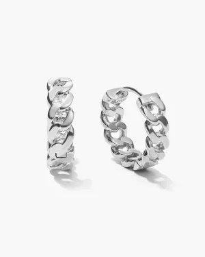 Women's Cuban Link Earrings - Silver