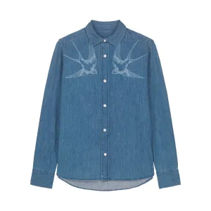 Women's Denim Shirt | Faded Swallows