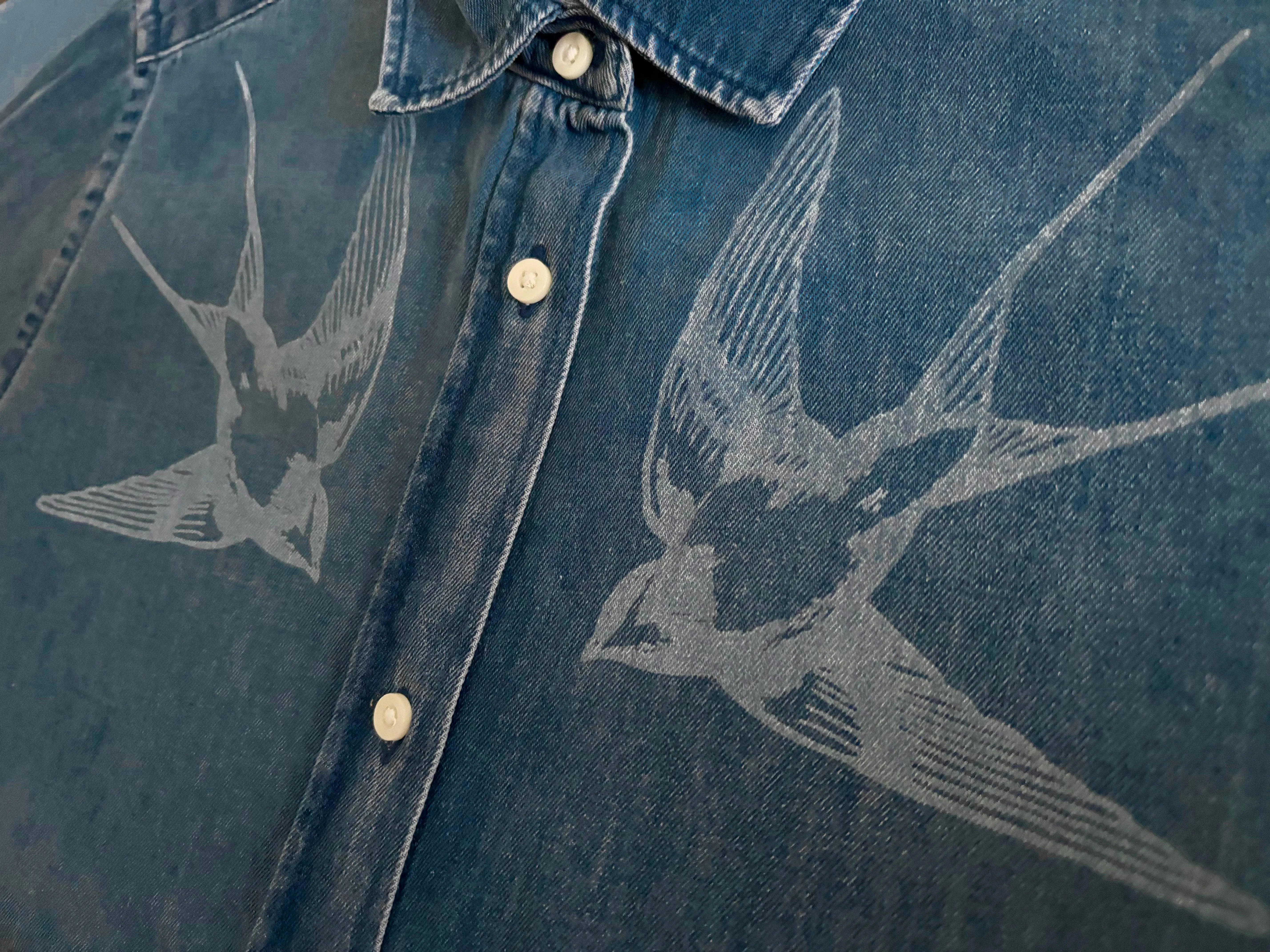 Women's Denim Shirt | Faded Swallows