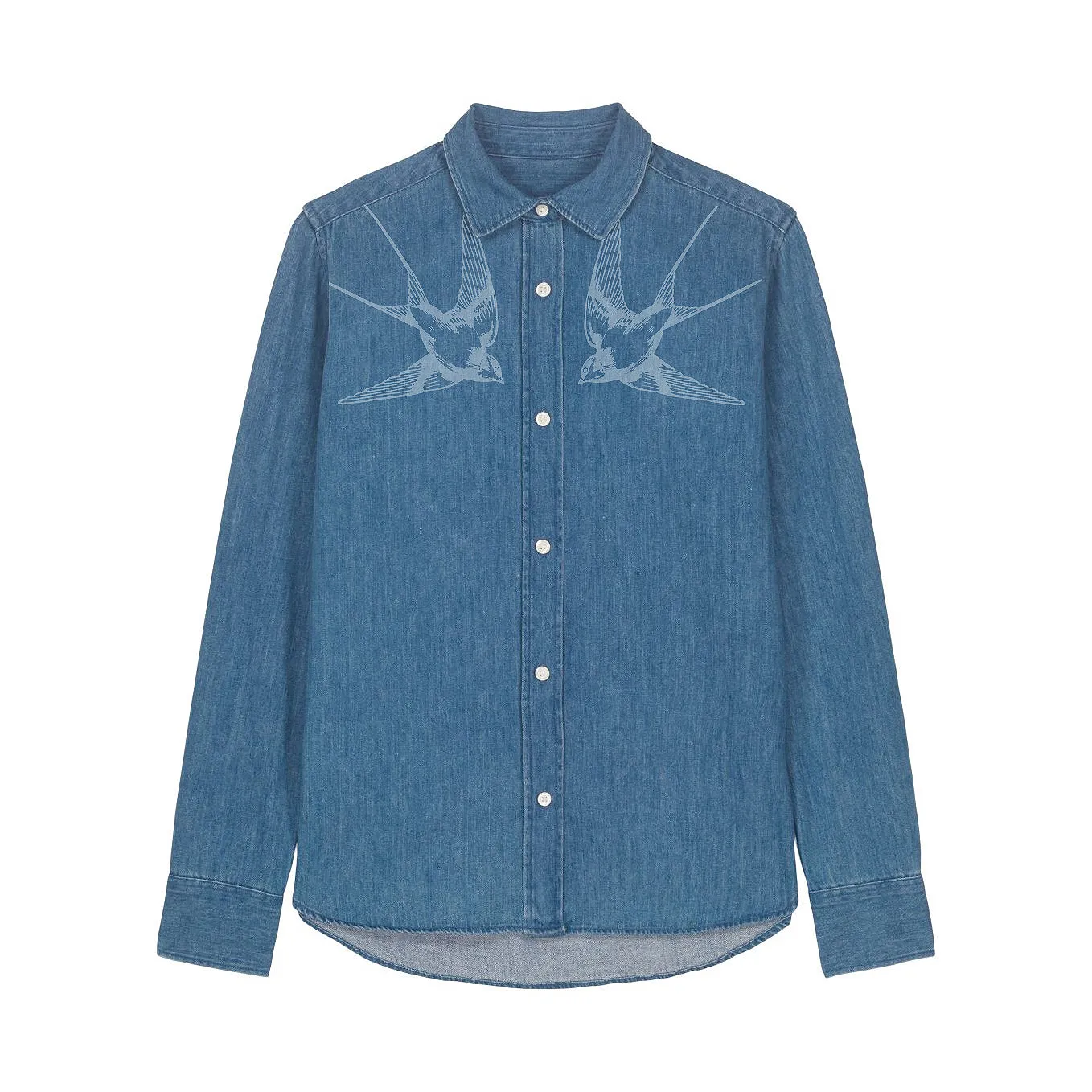 Women's Denim Shirt | Faded Swallows
