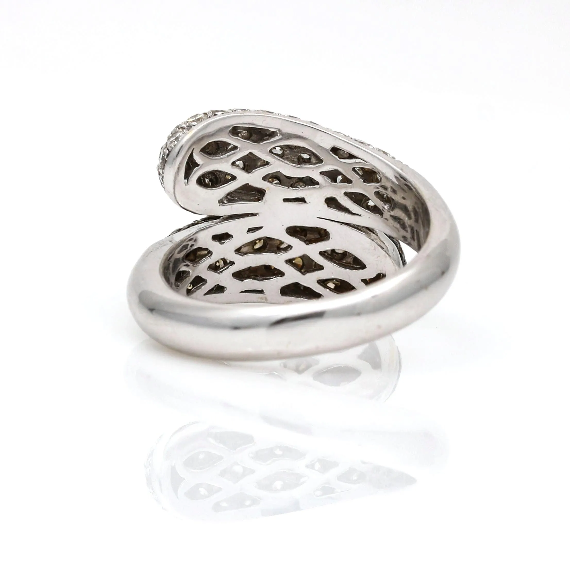 Women's Fancy Color Diamond Teardrop Bypass Ring in 18k White Gold