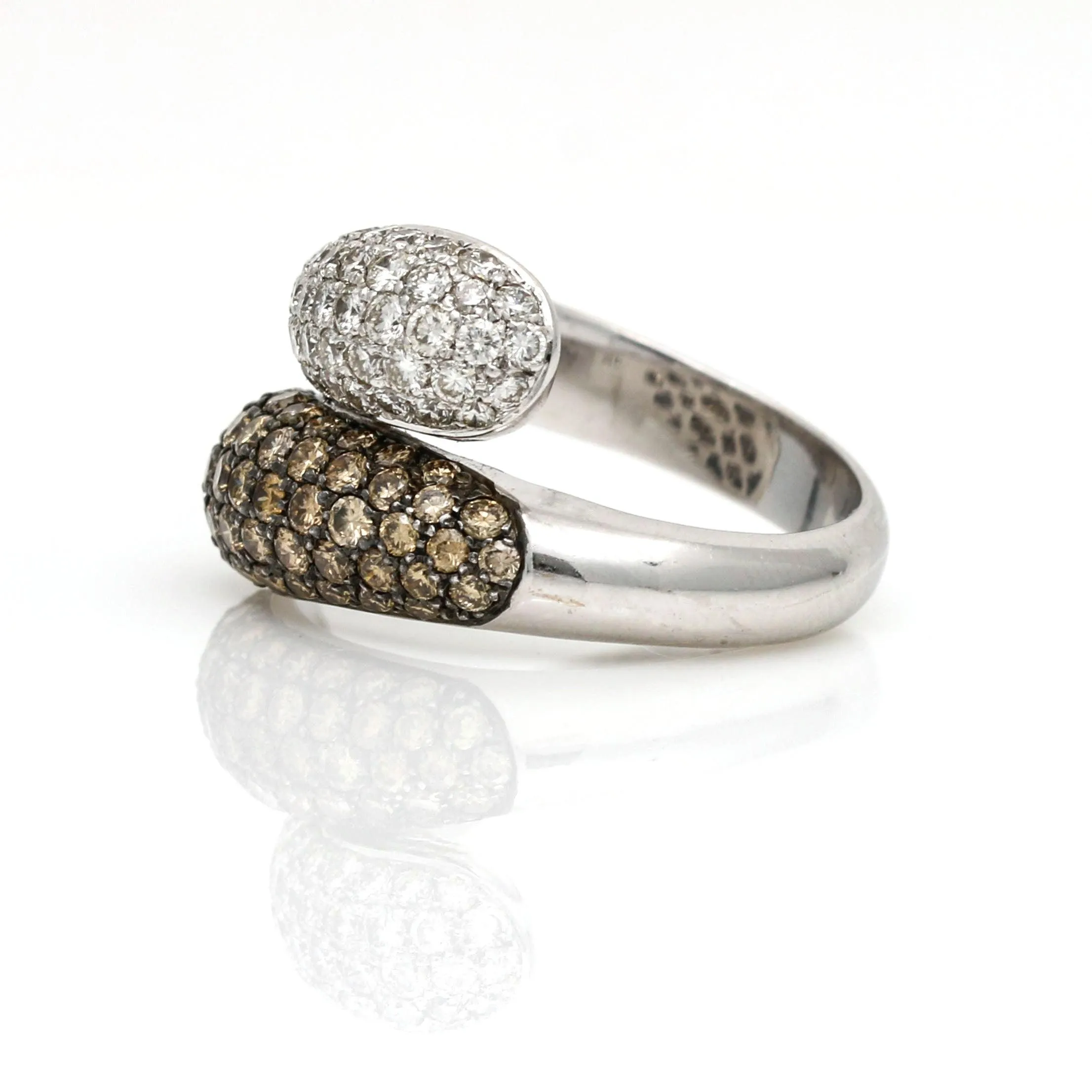 Women's Fancy Color Diamond Teardrop Bypass Ring in 18k White Gold