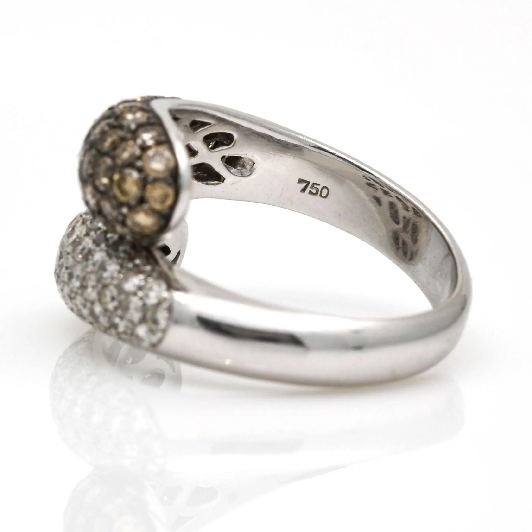 Women's Fancy Color Diamond Teardrop Bypass Ring in 18k White Gold