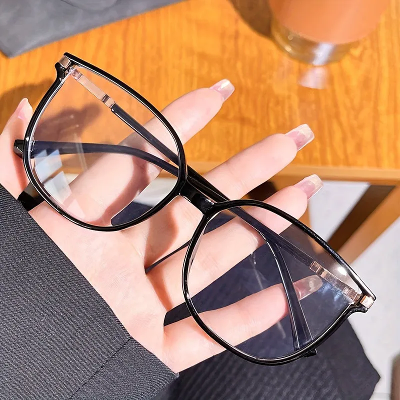WOMEN'S FASHIONABLE LARGE FRAME FLASH DIAMOND ANTI-BLUE LIGHT READING GLASSES