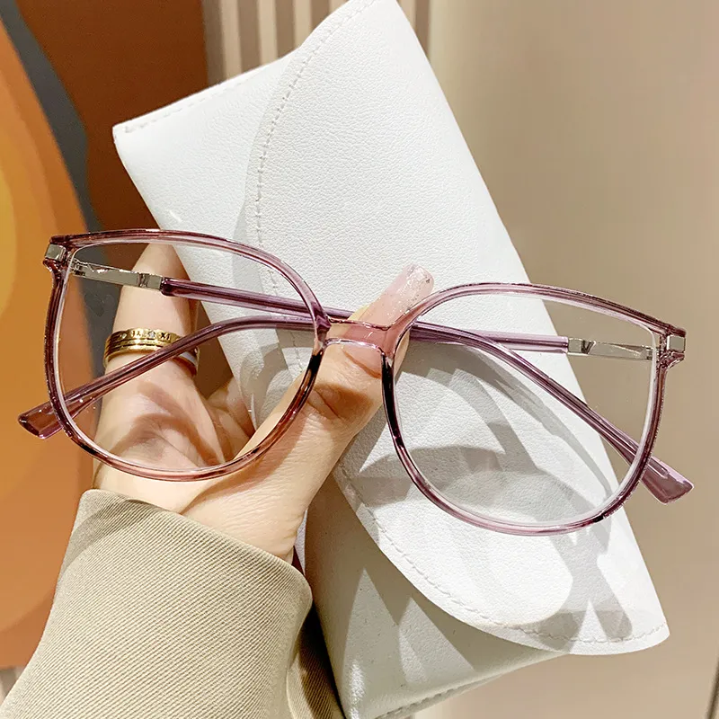 WOMEN'S FASHIONABLE LARGE FRAME FLASH DIAMOND ANTI-BLUE LIGHT READING GLASSES