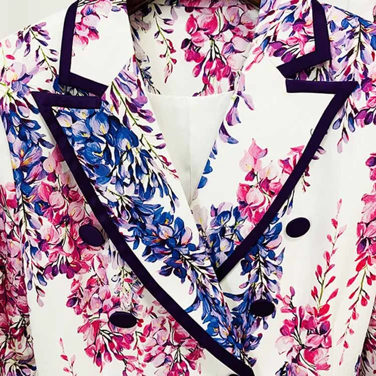 Women's Floral Pants Suit Two Pieces Flower Printed Fashionable Set