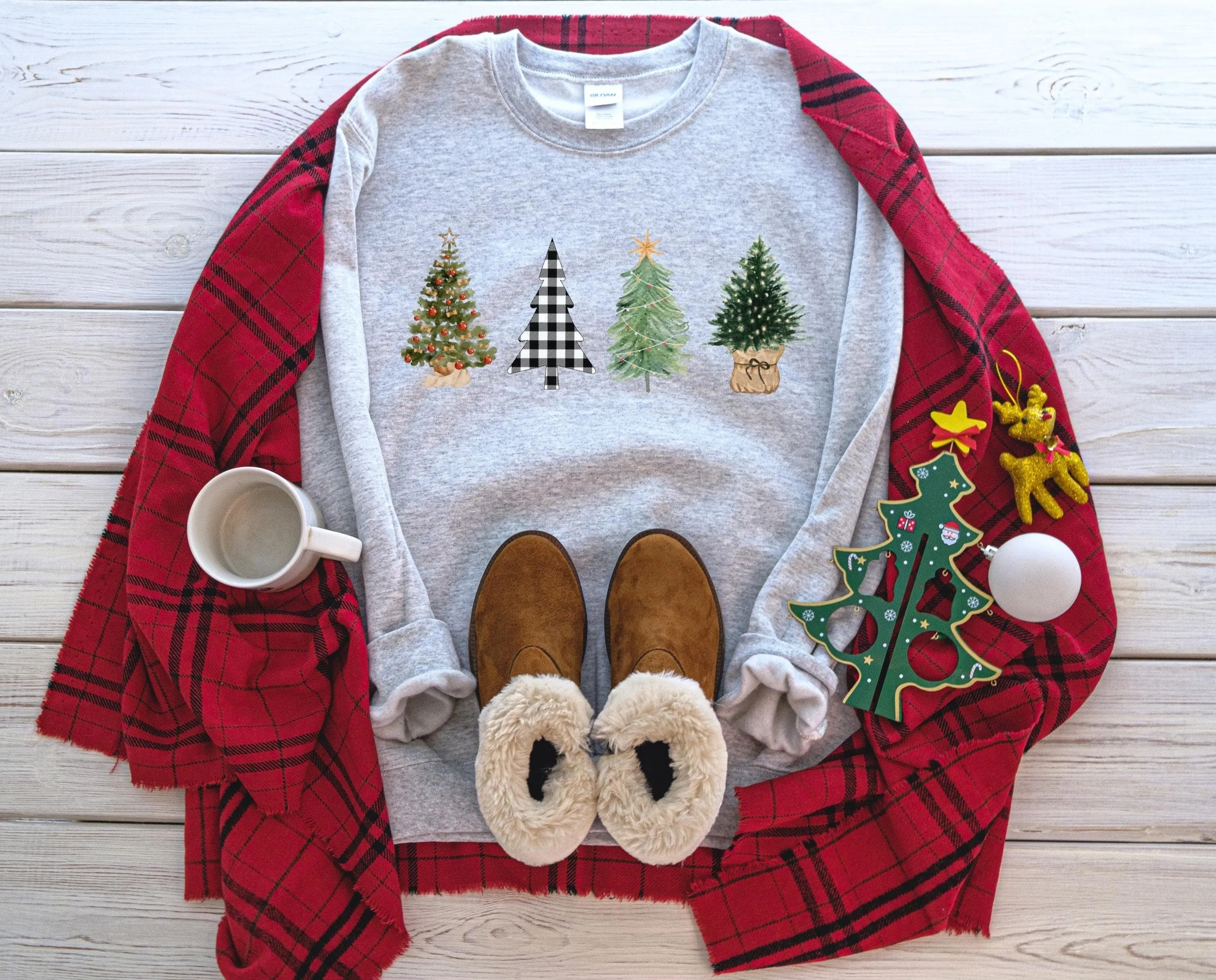 Women's Four Christmas Tree Sweatshirt