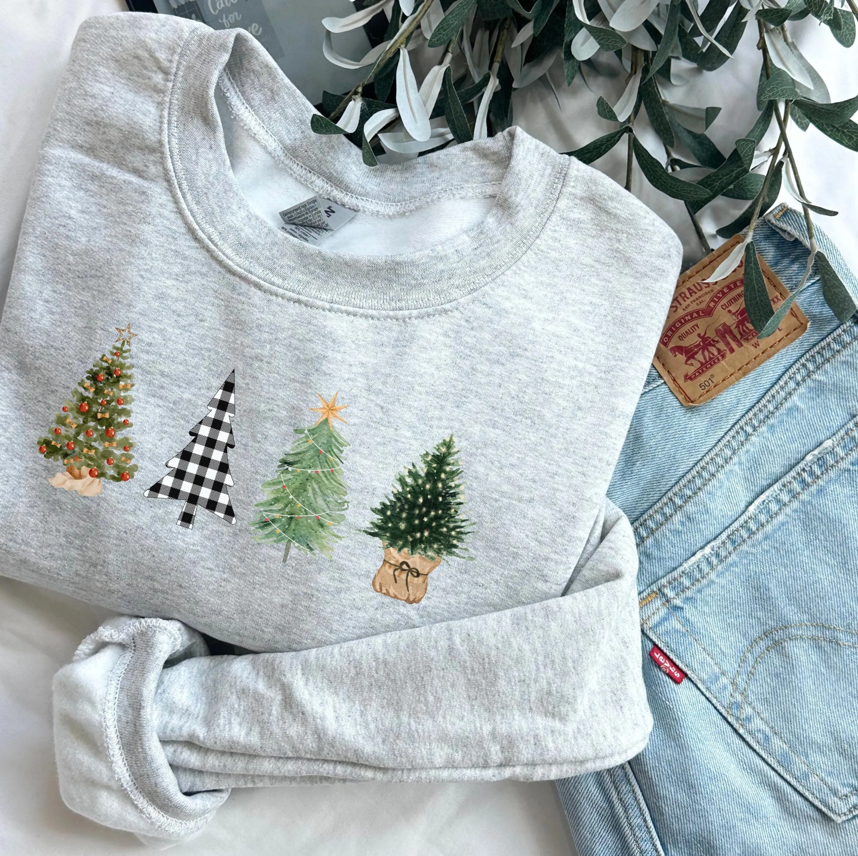 Women's Four Christmas Tree Sweatshirt