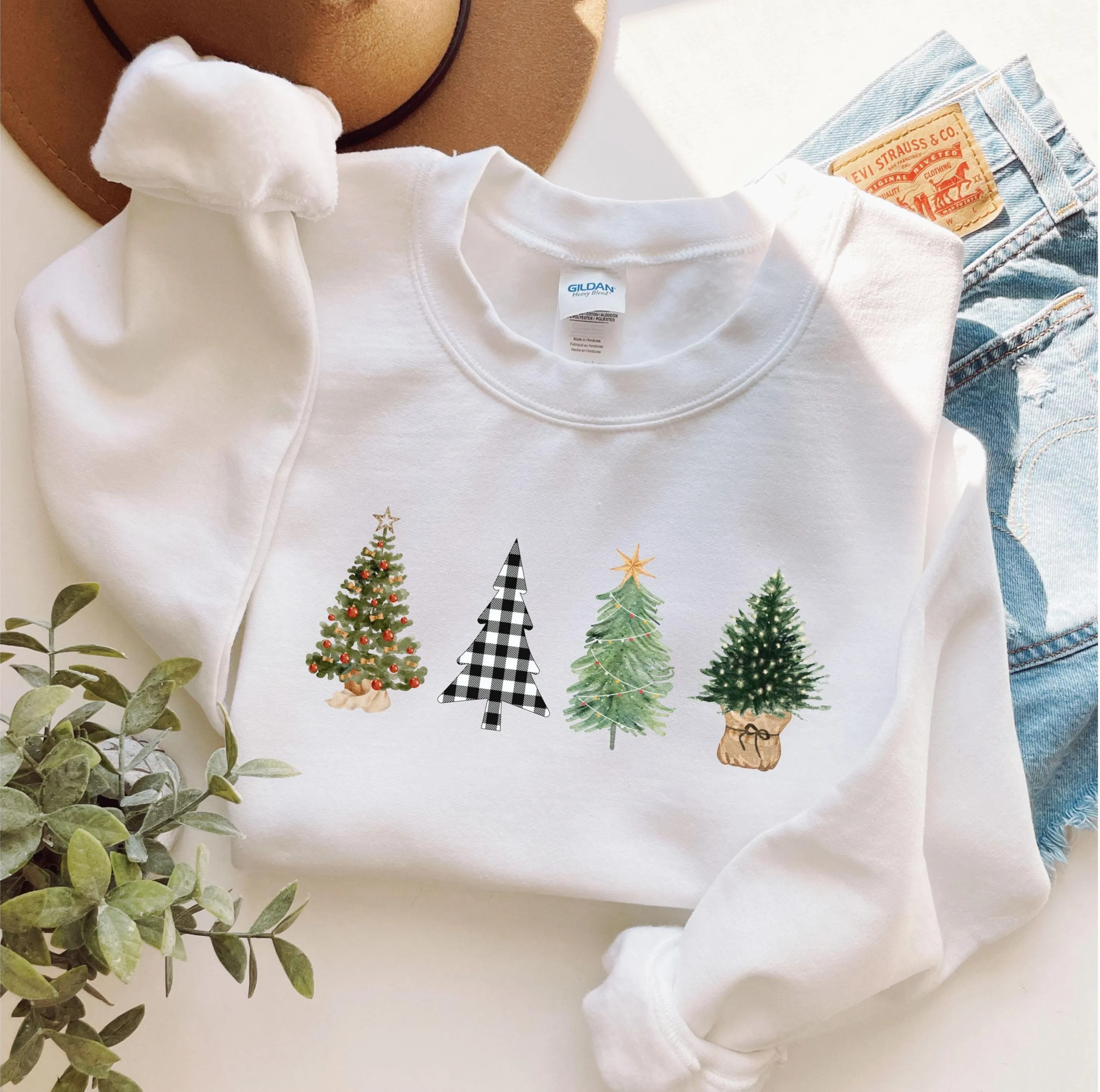 Women's Four Christmas Tree Sweatshirt