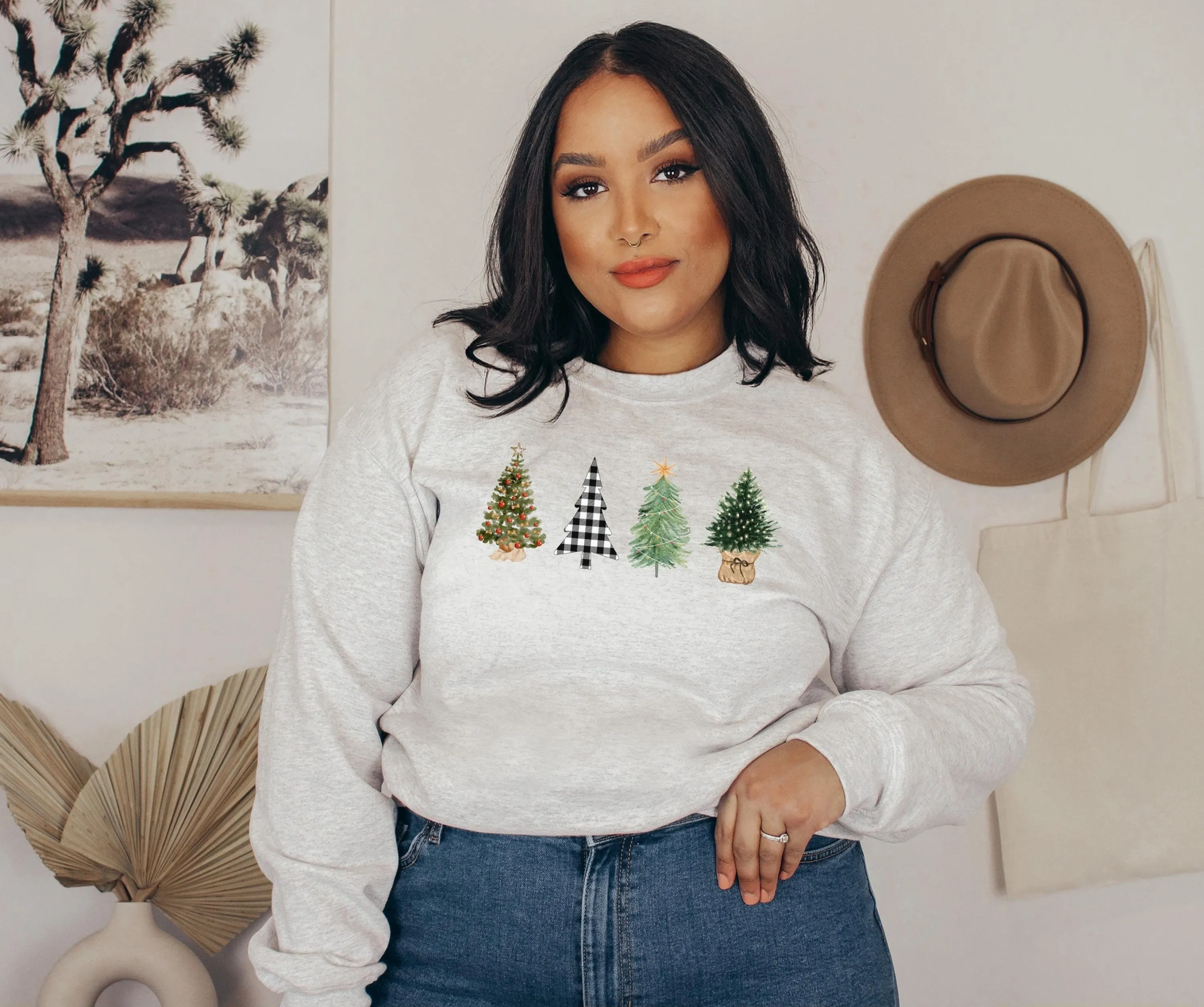 Women's Four Christmas Tree Sweatshirt