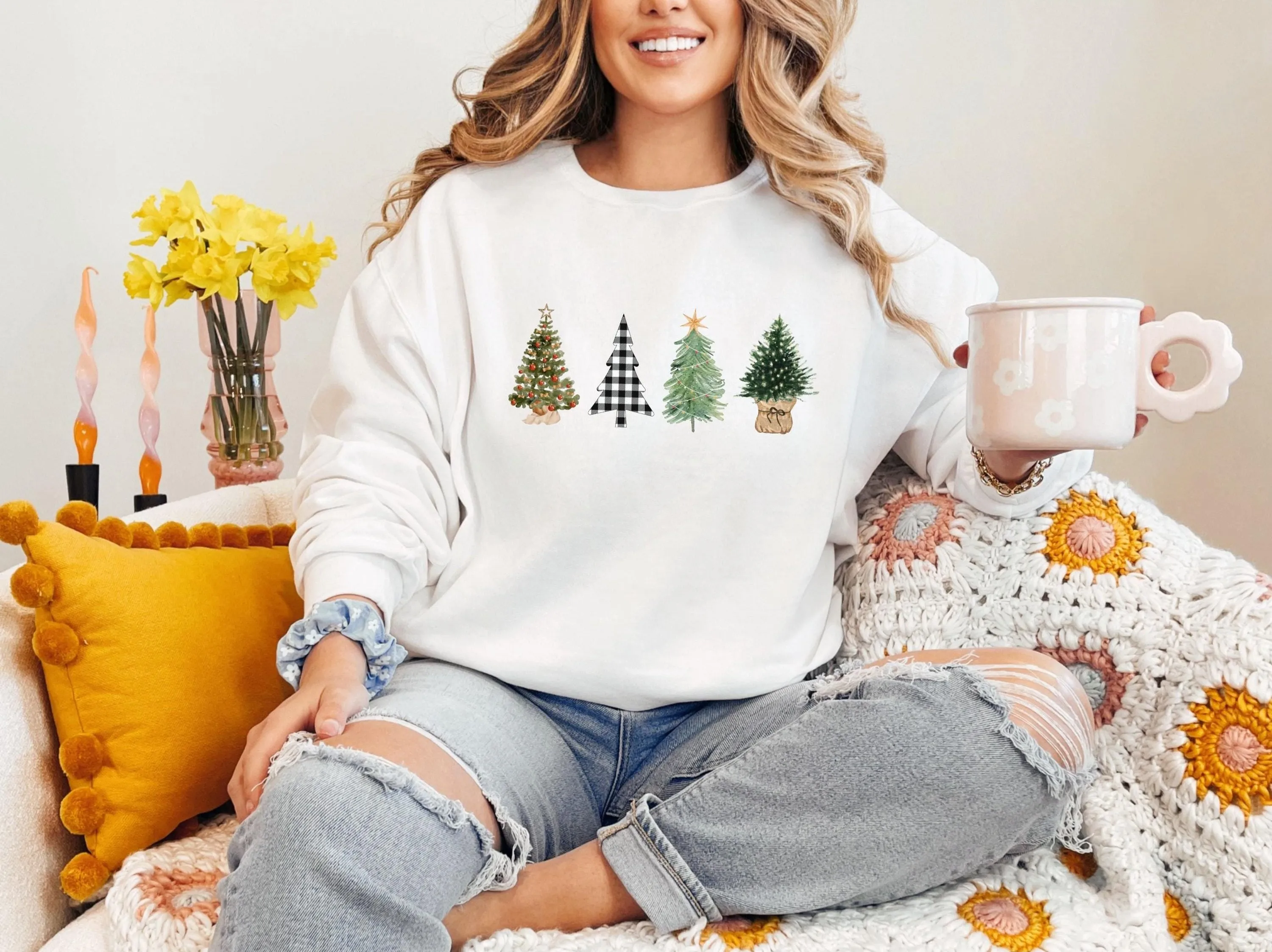 Women's Four Christmas Tree Sweatshirt